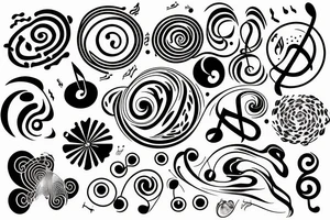 Universe made of musical notes circle tattoo idea