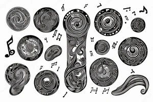 Universe made of musical notes circle tattoo idea
