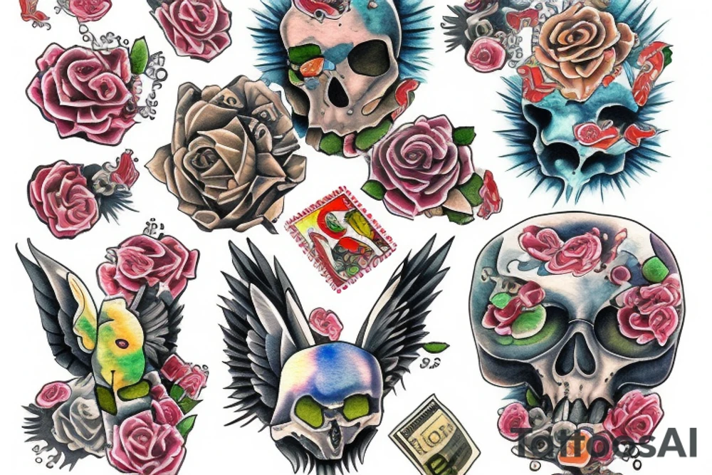 Money pile tattoo idea