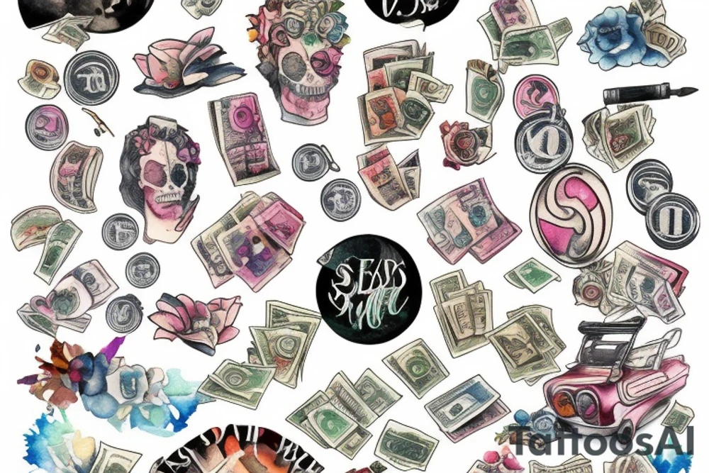Money pile tattoo idea