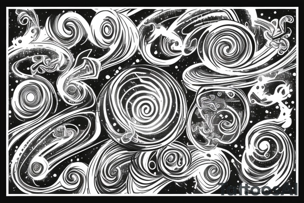 spiral galaxies forming a soundwave tattoo idea