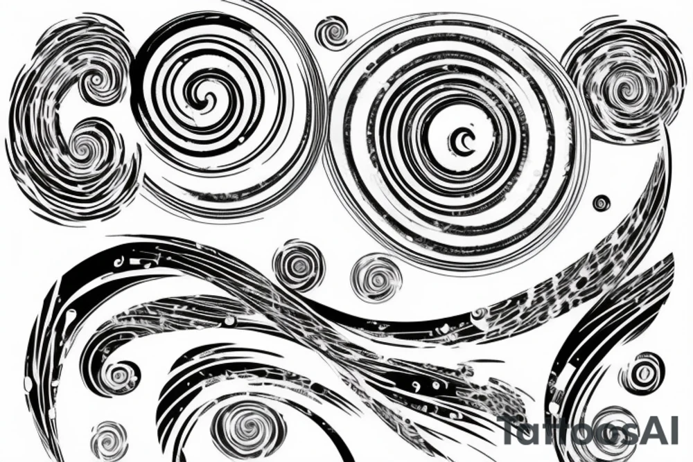 spiral galaxies forming a soundwave tattoo idea