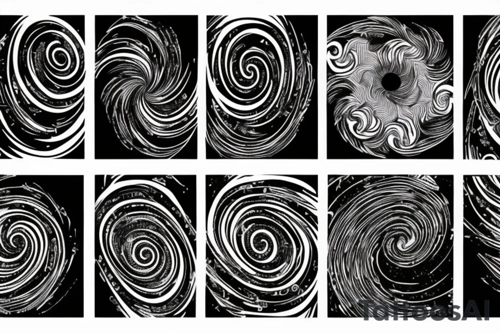 Spiral galaxies shaping a sound wave tattoo idea