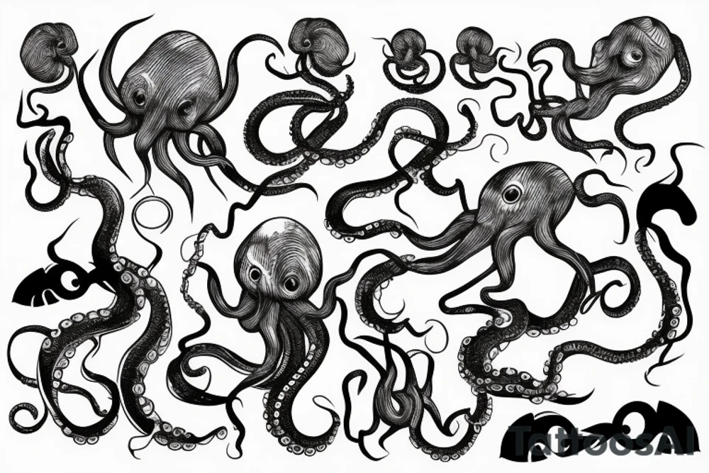 Octopus swimming tattoo idea