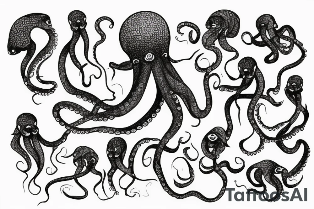 Octopus swimming tattoo idea