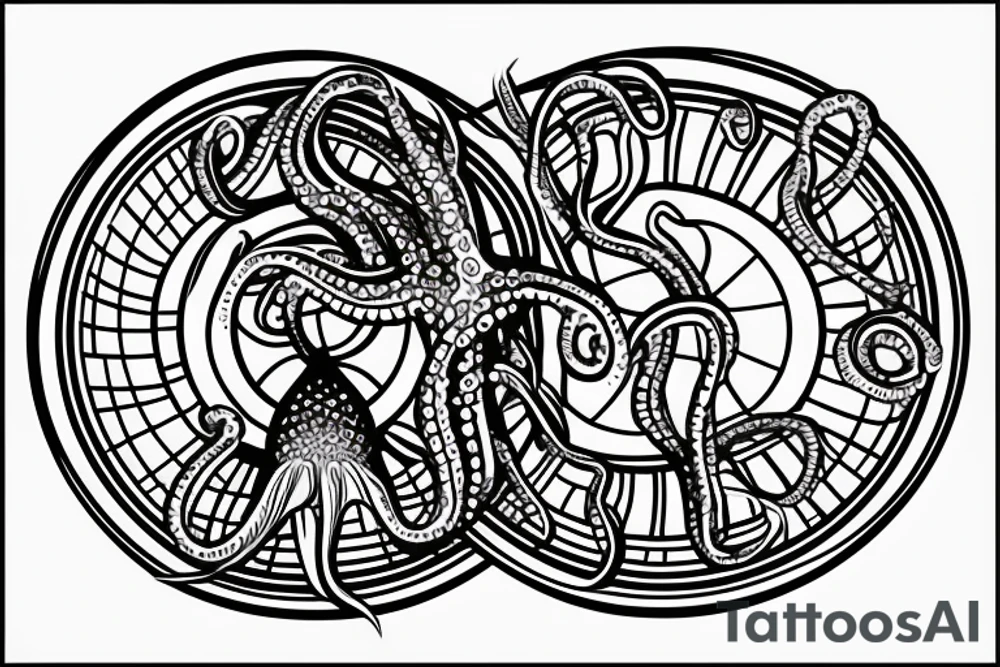 Octopus inside a circle tattoo idea
