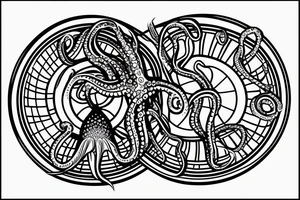 Octopus inside a circle tattoo idea