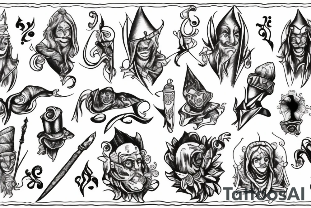 Wizard and jester tattoo idea