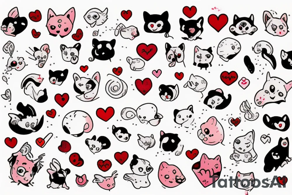 happiness, small animal, love, red tattoo idea