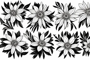two asters, one daffodil and one daisy tattoo idea