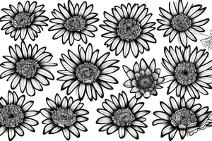 two asters, one daffodil and one daisy tattoo idea