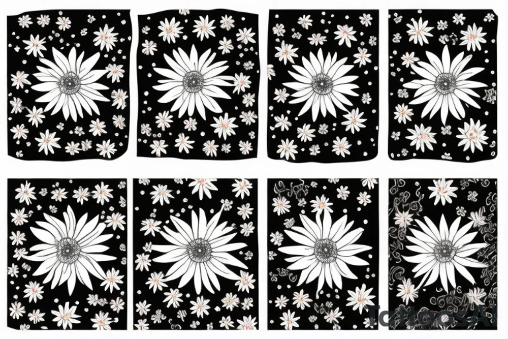 Asters, daffodil,  and daisy tattoo idea