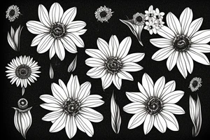Asters, daffodil,  and daisy tattoo idea