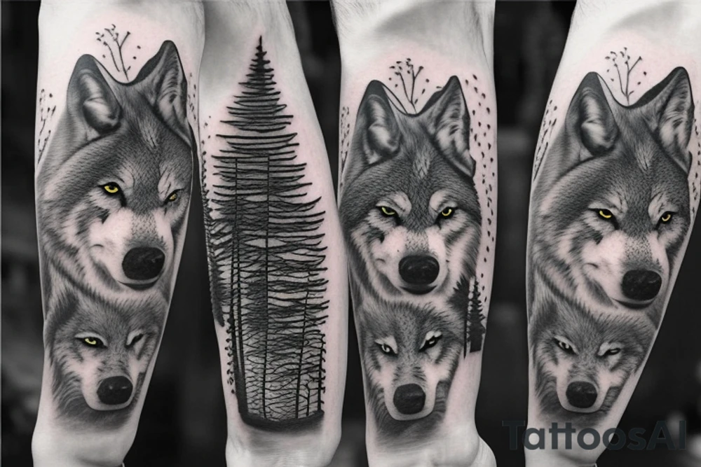 Whispering pines and six wolves tattoo idea