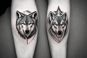 wolves, trees, mountains tattoo idea