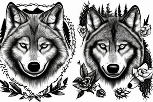 wolves on a mountain tattoo idea