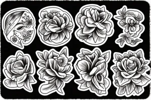 travel magnet with a woman and flowers tattoo idea