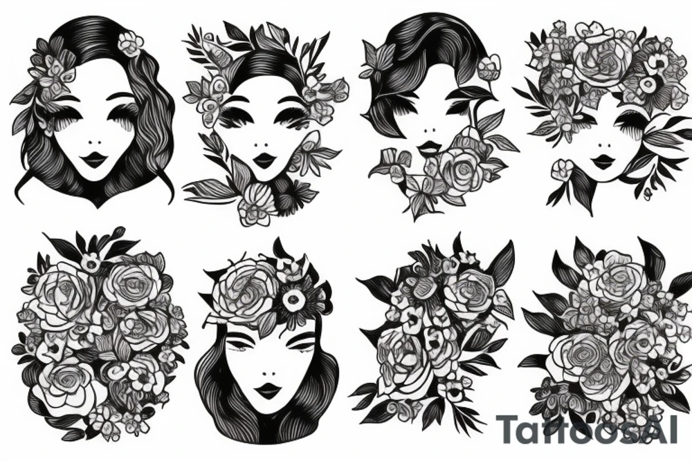 travel magnet with a woman and flowers tattoo idea