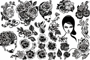 travel magnet with a woman and flowers tattoo idea