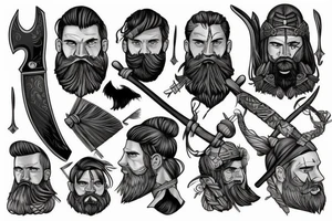 scandinavian warrior with an ax, beard tattoo idea