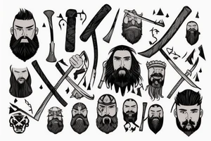 scandinavian warrior with an ax, beard tattoo idea