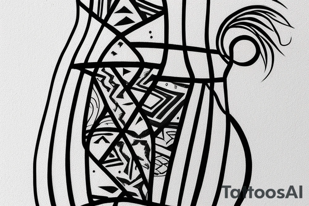 glass vase without elements, with small lines tattoo idea