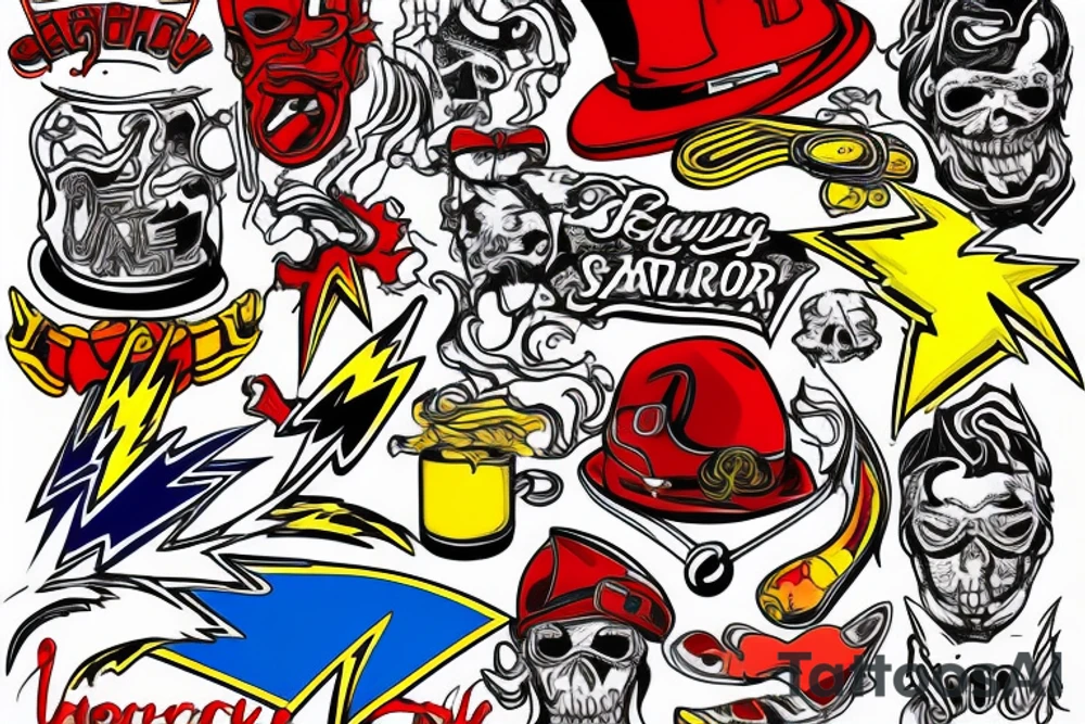 Red, yellow,blue, lightning tattoo idea