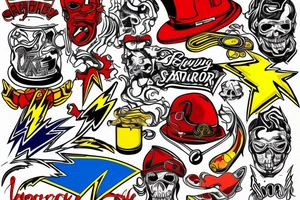 Red, yellow,blue, lightning tattoo idea