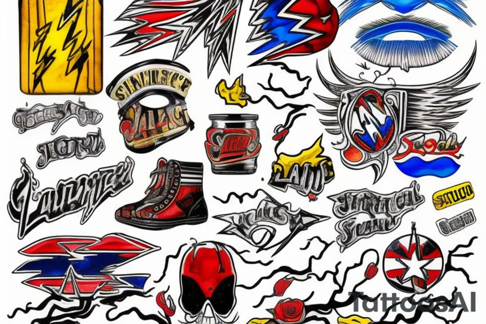 Red, yellow,blue, lightning tattoo idea