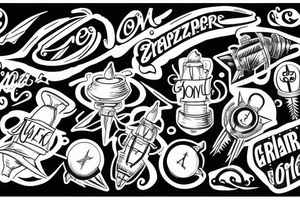 The word GRAZZHOPPER in old English lettering and lighting bolts in the place of each z tattoo idea