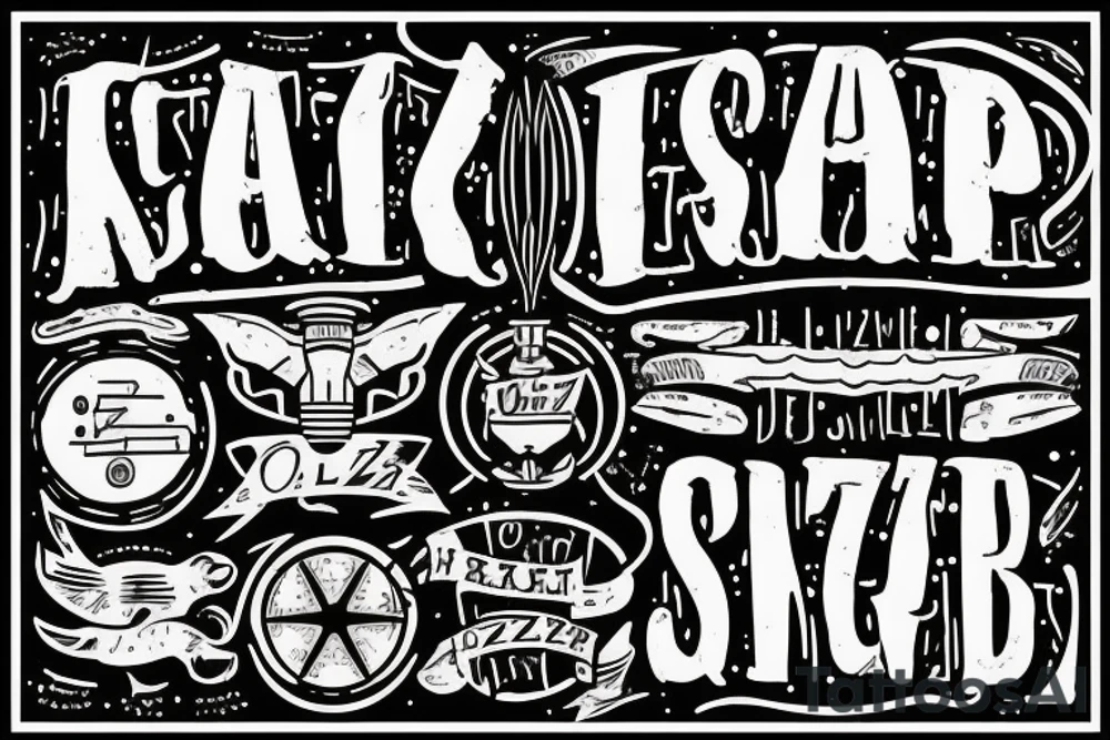 The word GRAZZHOPPER in old English lettering and lighting bolts in the place of each z tattoo idea