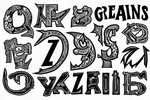 The letters GRAZZHOPPER, in old English lettering and lighting bolts instead of the Z’s tattoo idea