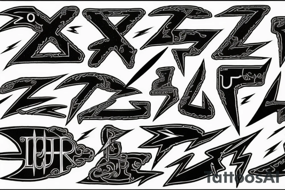 The letters G.R.A.Z.Z.H.O.P.P.E.R, in old English ,replace the Z’s as lightning Bolts tattoo idea