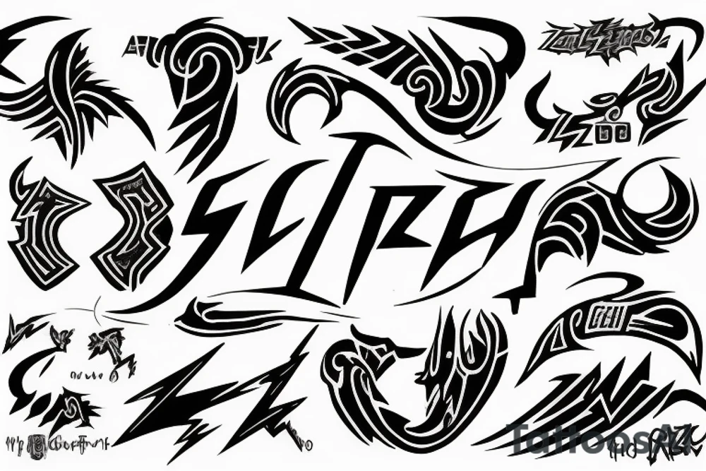 The letters G.R.A.Z.Z.H.O.P.P.E.R, in old English ,replace the Z’s as lightning Bolts tattoo idea
