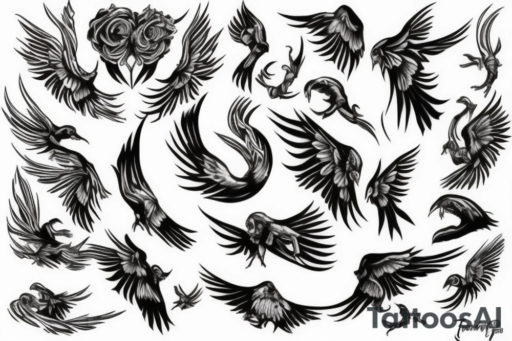 Black daw flying up to the infinity tattoo idea