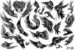 Black daw flying up to the infinity tattoo idea