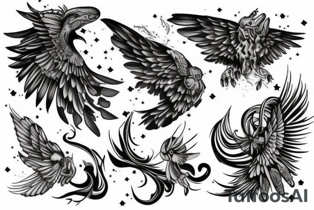 Black daw flying up to the infinity tattoo idea