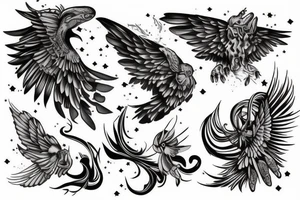 Black daw flying up to the infinity tattoo idea