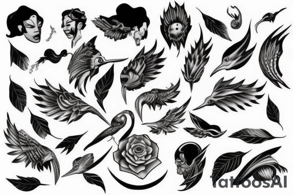 Black daw flying up tattoo idea