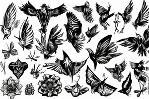 Black daw flying up tattoo idea
