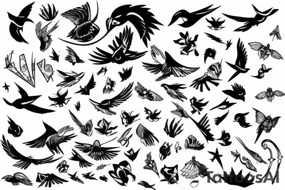 Black daw flying up tattoo idea