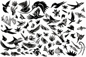 Black daw flying up tattoo idea