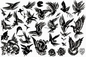Black daw flying up tattoo idea