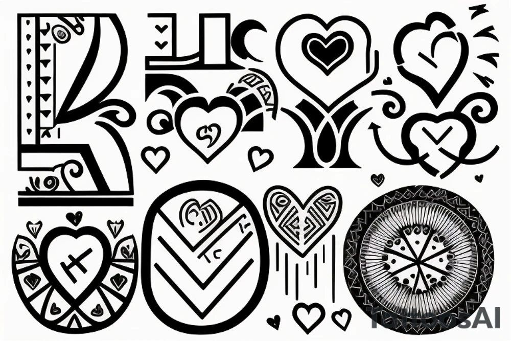 Love, family, friends, success on hierogoifi tattoo idea