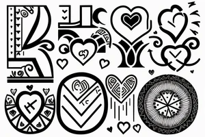 Love, family, friends, success on hierogoifi tattoo idea