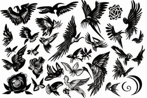 Black Daw flying up tattoo idea