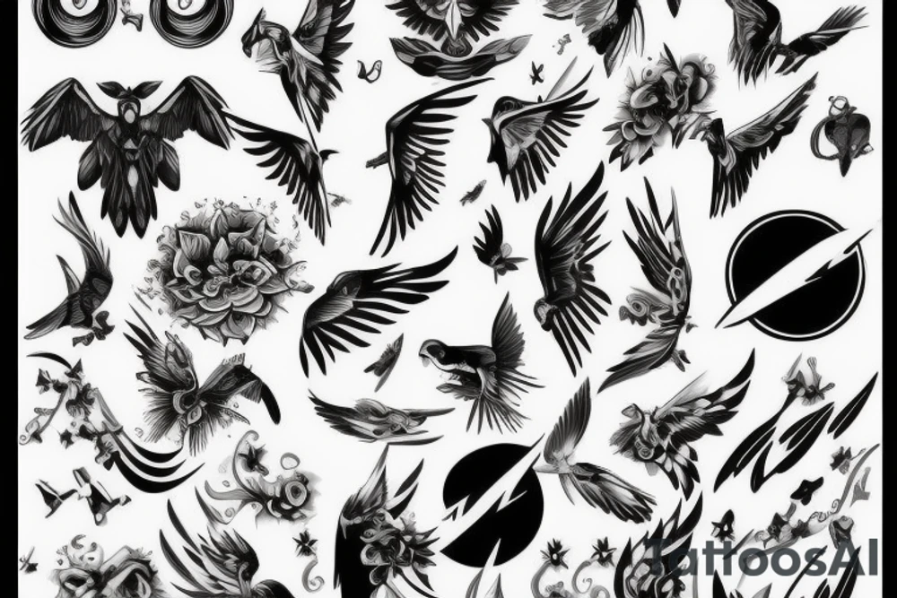 Black Daw flying up tattoo idea