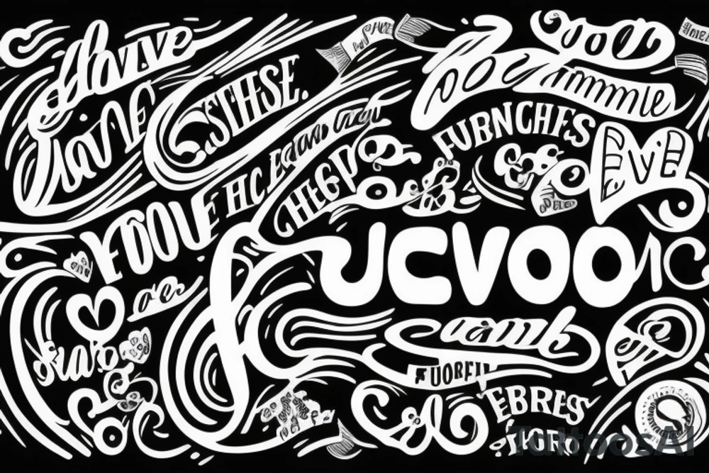 word success, love, family, friends, on hierogoifi tattoo idea