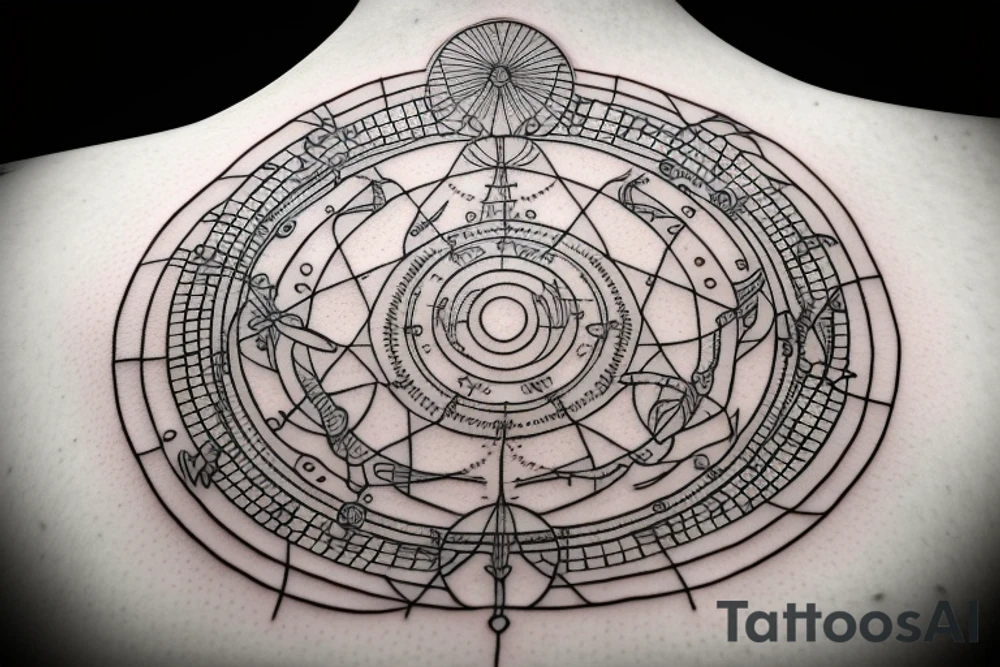Circles, fine lines, astrology tattoo idea