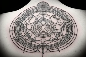 Circles, fine lines, astrology tattoo idea